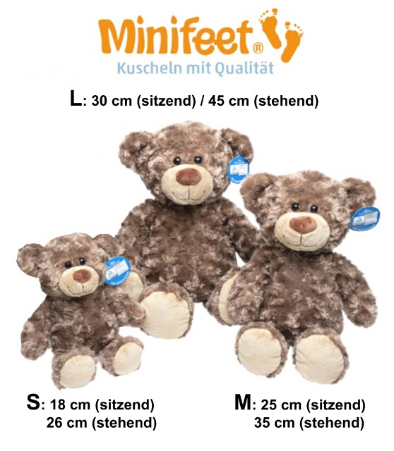 unsere 3 Grössen MiniFeet® Bär Bodo