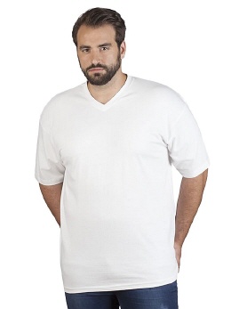 E3025-w weisses Herren Premium T-Shirt V-Neck 5XL